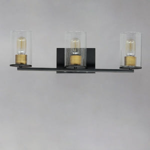Sleek 24' 3 Light Bath Vanity in Antique Brass and Black