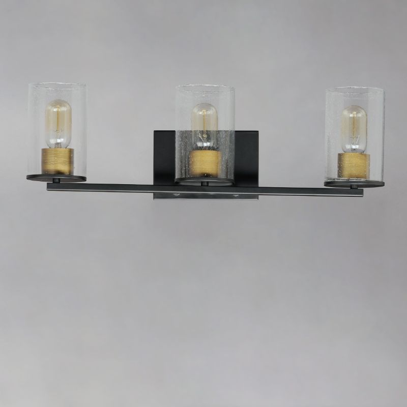 Sleek 24' 3 Light Bath Vanity in Antique Brass and Black
