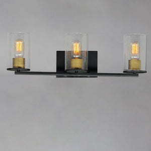 Sleek 24' 3 Light Bath Vanity in Antique Brass and Black