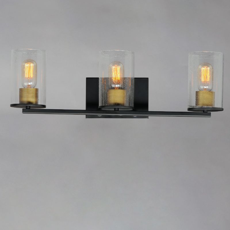 Sleek 24' 3 Light Bath Vanity in Antique Brass and Black