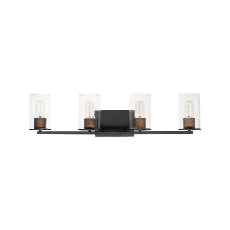 Sleek 30.75' 4 Light Bath Vanity Light in Antique Brass and Black