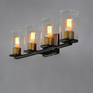 Sleek 30.75' 4 Light Bath Vanity in Antique Brass and Black