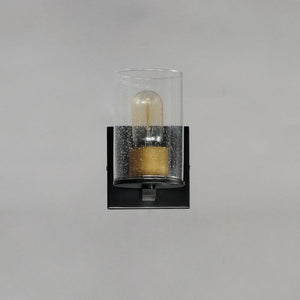 Sleek 4.75' Single Light Bath Vanity in Antique Brass and Black