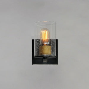 Sleek 4.75' Single Light Bath Vanity in Antique Brass and Black