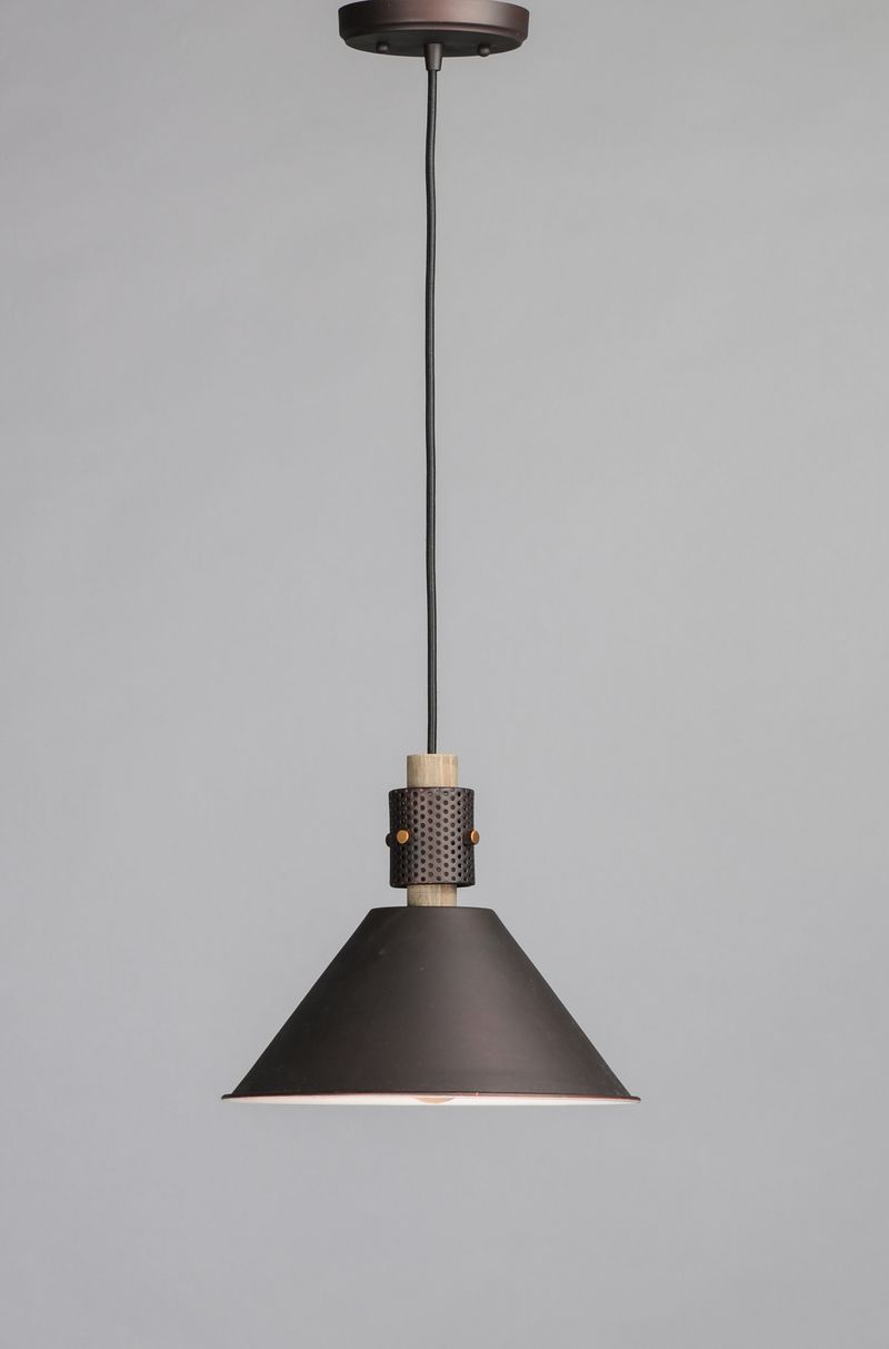 Tucson Single Light Pendant in Oil Rubbed Bronze and Weathered Wood
