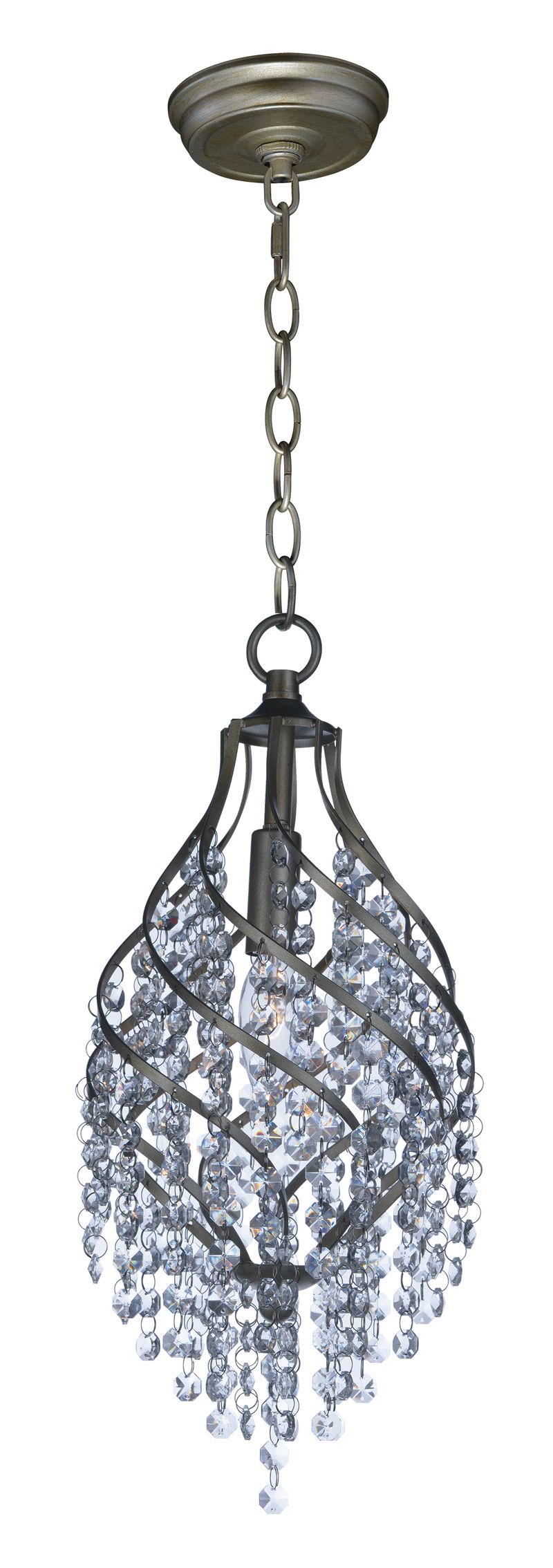 Twirl 7.5' Single Light Pendant in Golden Silver