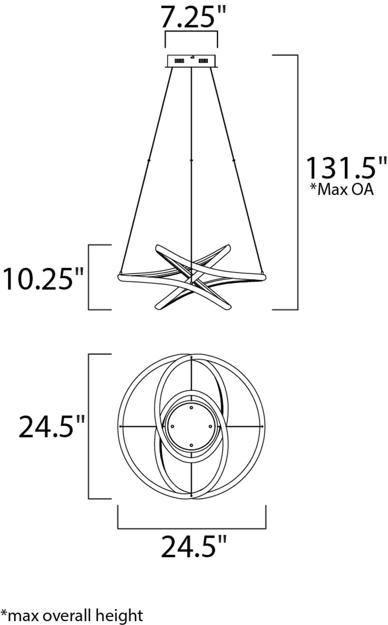Twisted 24.5' Single Light Pendant in Matte White