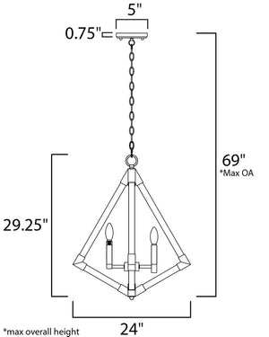 Vector 24' 4 Light Entry Foyer Pendant in Antique Brass and Weathered Oak