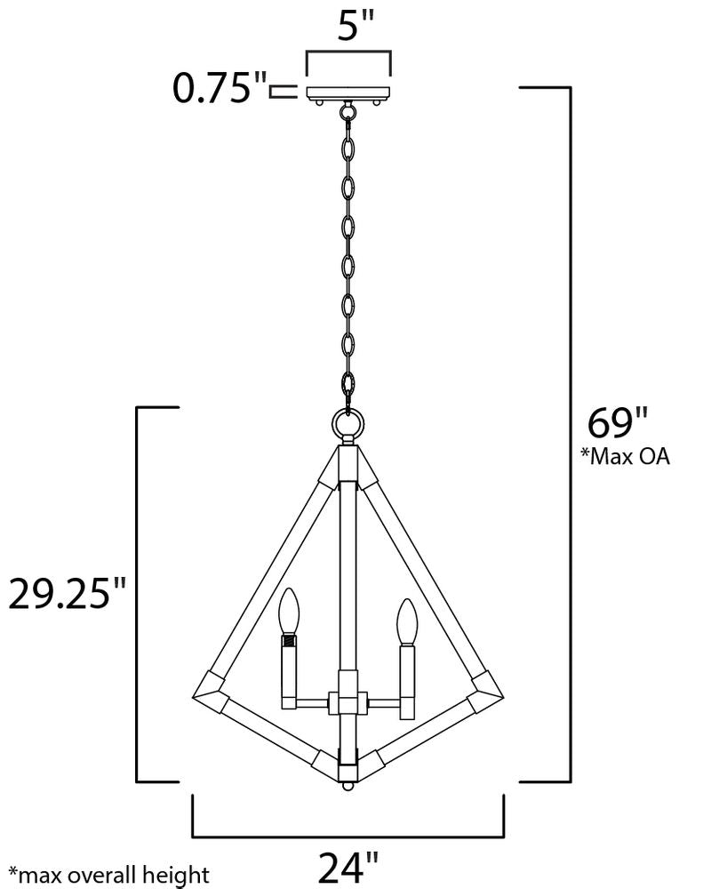 Vector 24' 4 Light Entry Foyer Pendant in Antique Brass and Weathered Oak