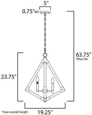 Vector 19.25' 4 Light Single Pendant in Weathered Oak and Antique Brass