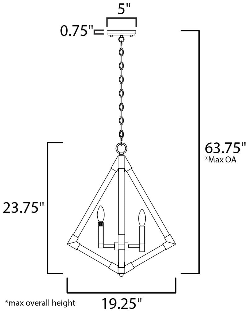 Vector 19.25' 4 Light Single Pendant in Weathered Oak and Antique Brass