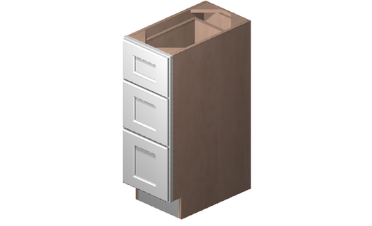 Shaker White Three Drawer Vanity Cabinet (12" x 34.5" x 21")