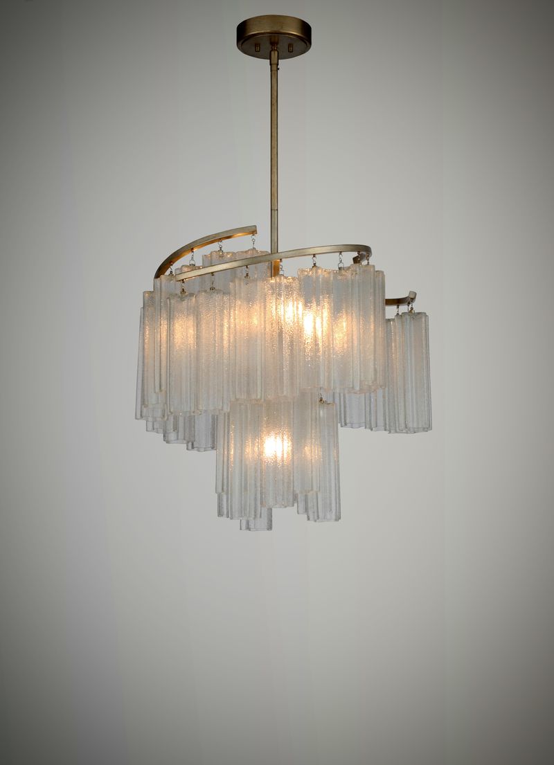 Victoria 24.75' 7 Light Chandelier/Linear Pendant in Golden Silver