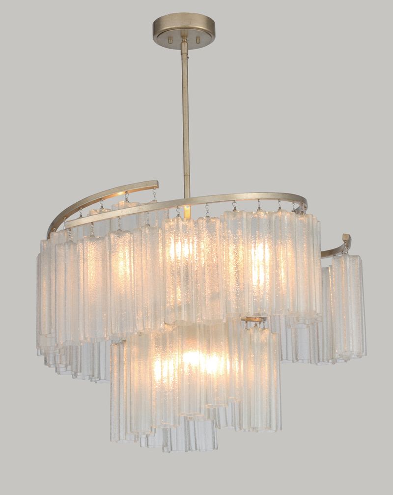 Victoria 33' 9 Light Chandelier/Linear Pendant in Golden Silver