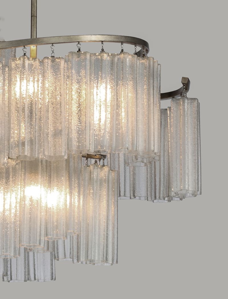 Victoria 33' 9 Light Chandelier/Linear Pendant in Golden Silver