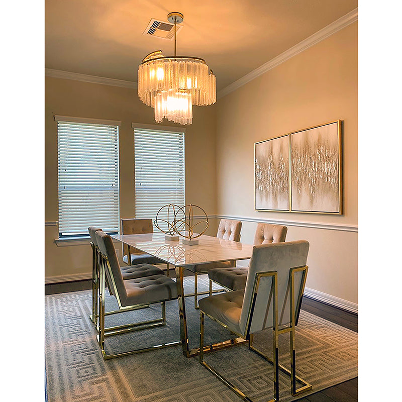 Victoria 33' 9 Light Chandelier/Linear Pendant in Golden Silver