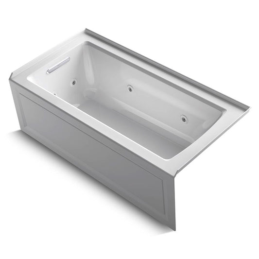 Archer 60" x 30" x 19" Left Drain Alcove Jetted Bathtub in White