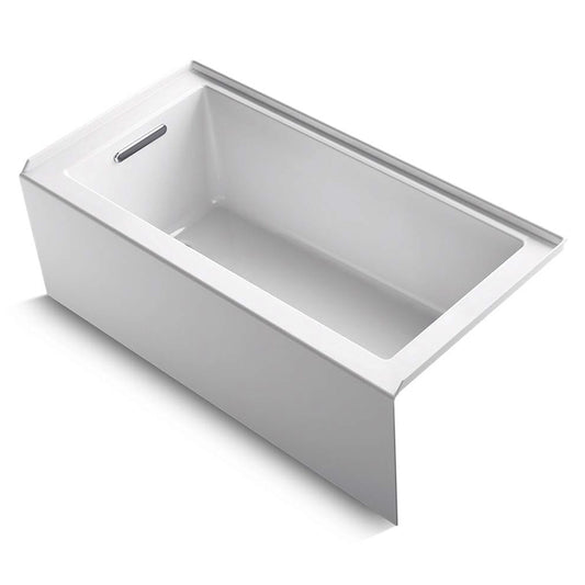 Underscore Rectangle 60" x 30" x 20.25" Left Drain Alcove Bathtub in White - Left