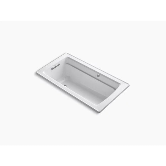 Archer 60" x 32" x 19" Drop-In Jetted Bathtub in White with Heated BubbleMassage