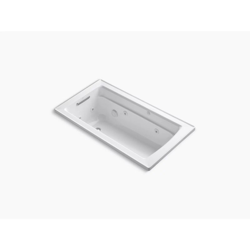 Archer 60' x 32' x 19' Drop-In Jetted Bathtub in White with Built-in Heater