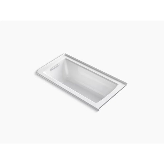 Archer 60" x 30" x 19" Left Drain Drop-In Bathtub in White