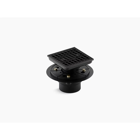 Clearflo Matte Black Grid Drain (6.5" x 6.5" x 4.13")