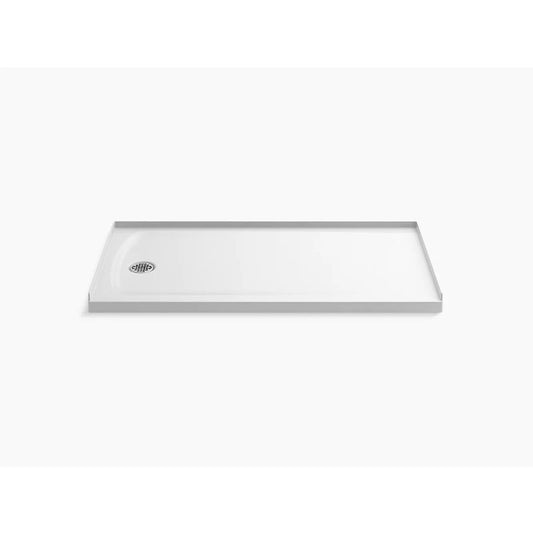 Ballast 60" x 32" x 1.94" Left Drain Shower Base in White