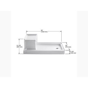 Tresham 60' x 32' x 21.13' Right Drain Shower Base Integral Seat in White