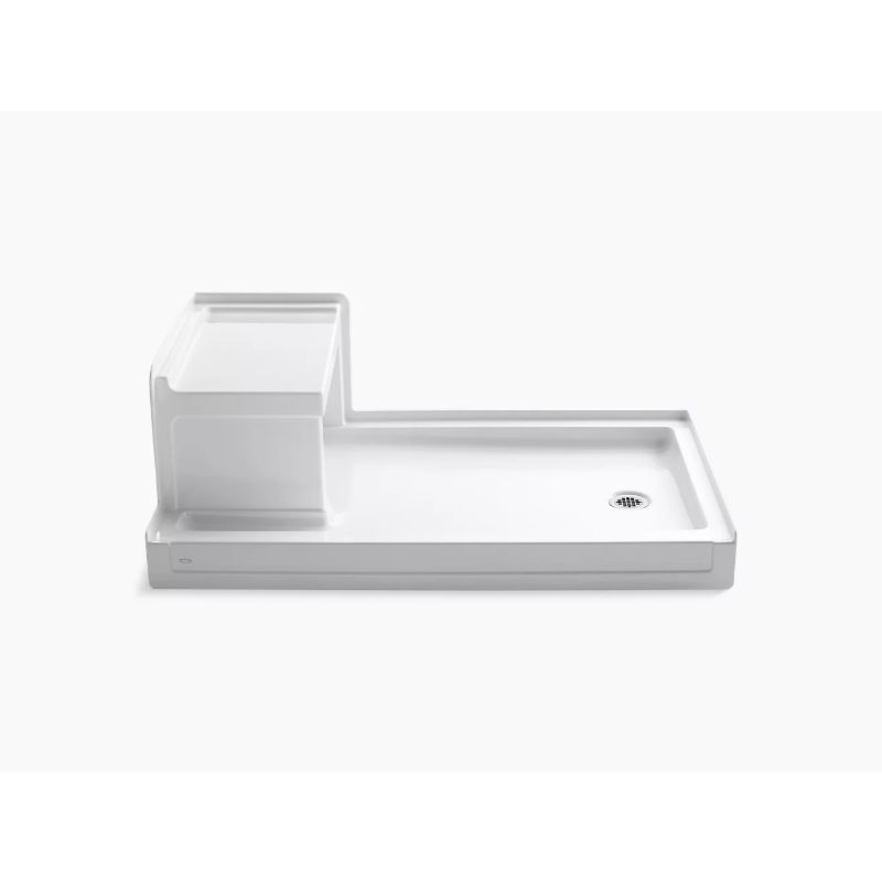 Tresham 60' x 36' x 21.13' Right Drain Shower Base Integral Seat in White