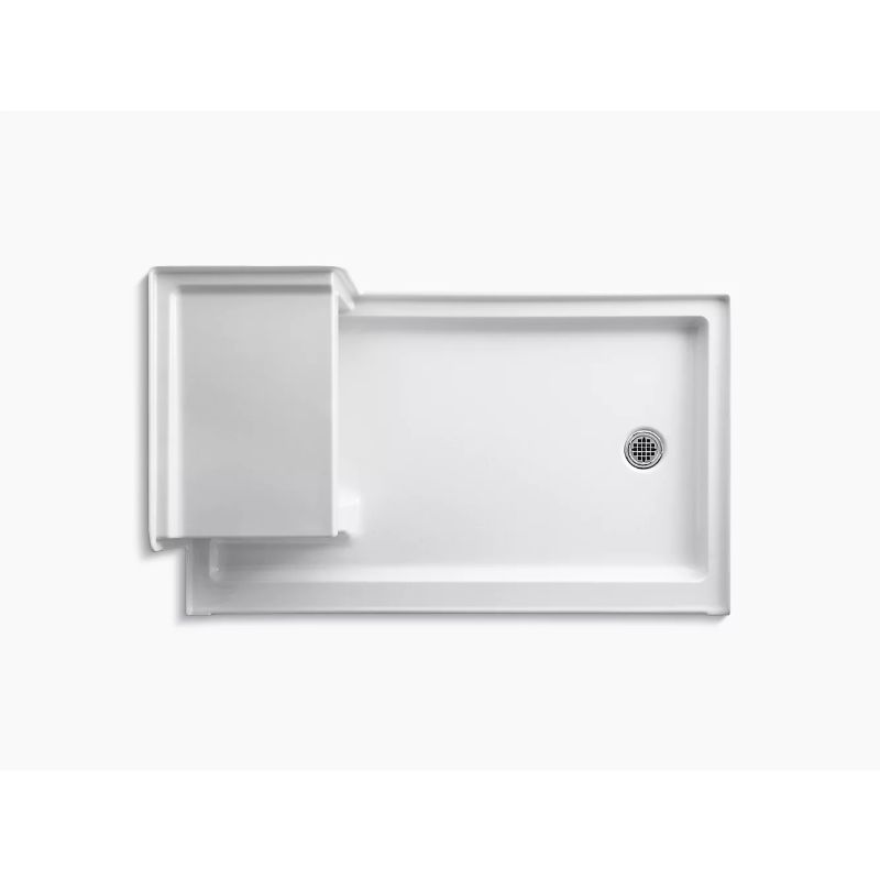 Tresham 60' x 36' x 21.13' Right Drain Shower Base Integral Seat in White