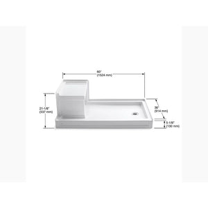 Tresham 60' x 36' x 21.13' Right Drain Shower Base Integral Seat in White
