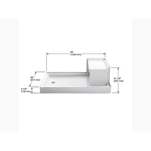 Tresham 60' x 36' x 21.13' Left Drain Shower Base Integral Seat in White