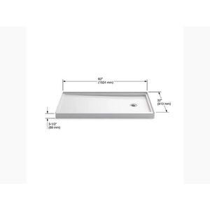 Rely 60' x 32' x 4.69' Right Drain Shower Base in White