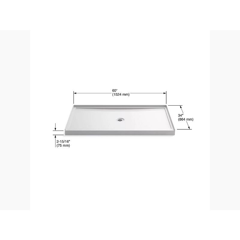 Rely 60' x 34' x 4.19' Shower Base in White