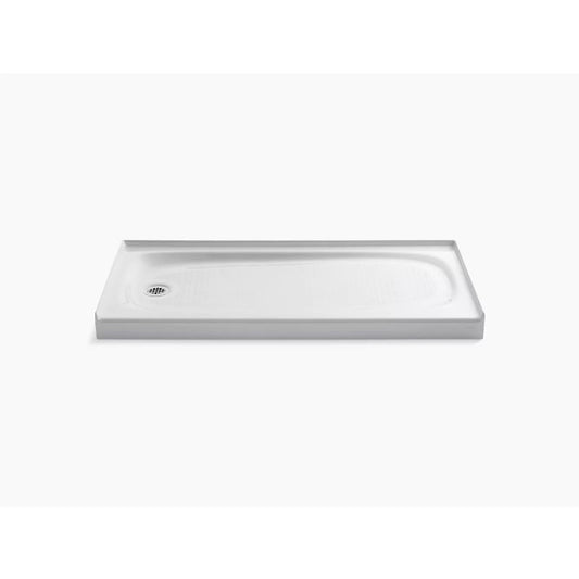 Salient 60" x 30" x 3.75" Left Drain Shower Base in White
