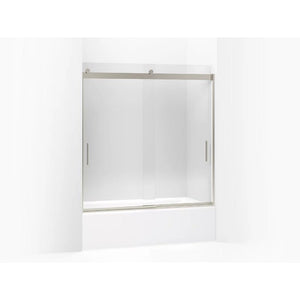 Levity Tempered Glass Sliding Shower Door in Matte Nickel (62' x 56.63')