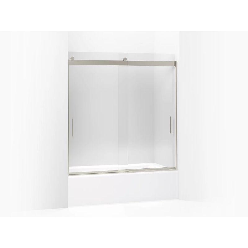 Levity Tempered Glass Sliding Shower Door in Matte Nickel (62' x 56.63')