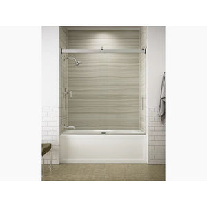 Levity Tempered Glass Sliding Shower Door in Matte Nickel (62' x 56.63')