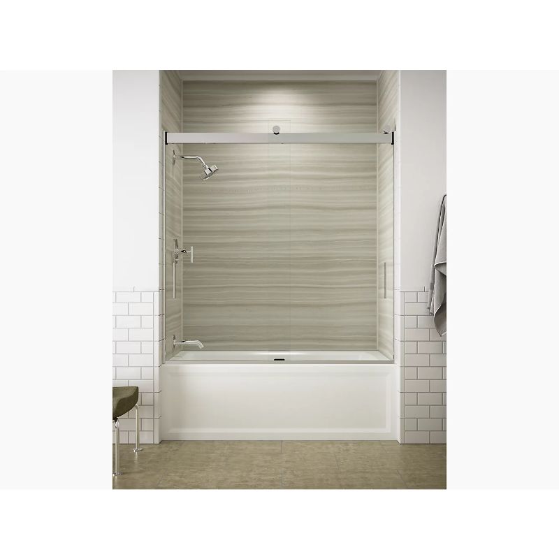 Levity Tempered Glass Sliding Shower Door in Matte Nickel (62' x 56.63')