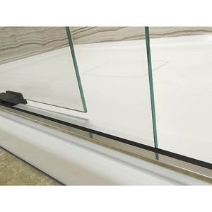 Levity Tempered Glass Sliding Shower Door in Matte Nickel (62' x 56.63')