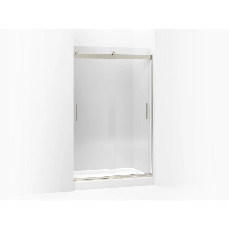 Levity Tempered Glass Sliding Shower Door in Matte Nickel (74' x 43.63')