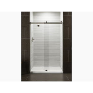 Levity Tempered Glass Sliding Shower Door in Matte Nickel (74' x 43.63')