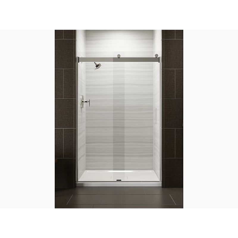 Levity Tempered Glass Sliding Shower Door in Matte Nickel (74' x 43.63')