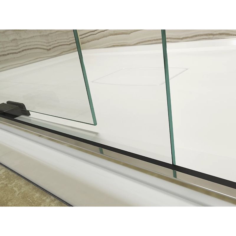 Levity Tempered Glass Sliding Shower Door in Matte Nickel (74' x 43.63')