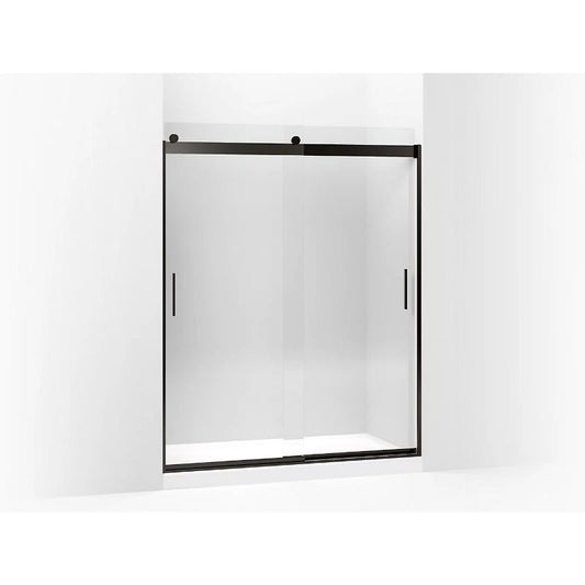 Levity Tempered Glass Sliding Shower Door in Anodized Dark Bronze (74" x 56.63")