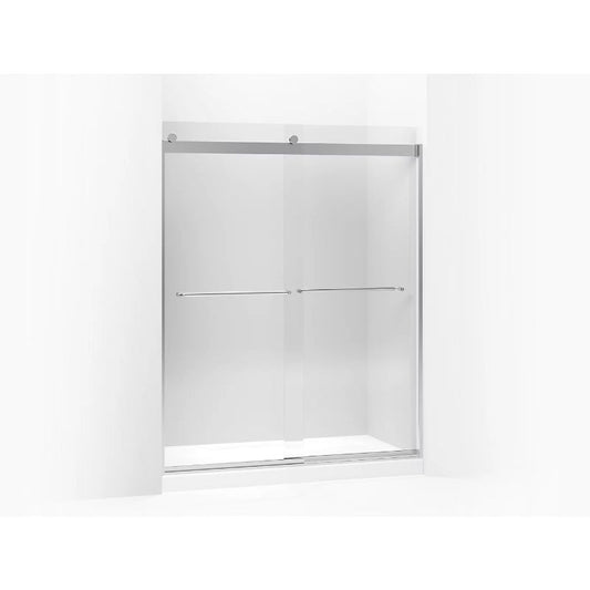 Levity Tempered Glass Sliding Shower Door in Bright Silver (74" x 56.63")