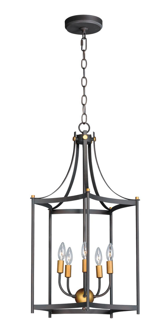 Wellington 18.25" 5 Light Entry Foyer Pendant in Oil Rubbed Bronze Antique Brass
