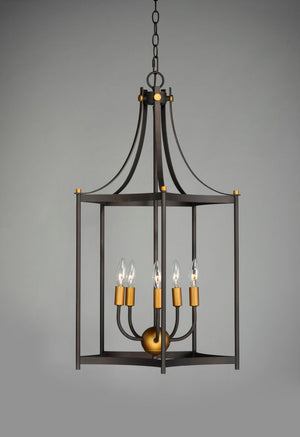 Wellington 18.25' 5 Light Entry Foyer Pendant in Oil Rubbed Bronze Antique Brass