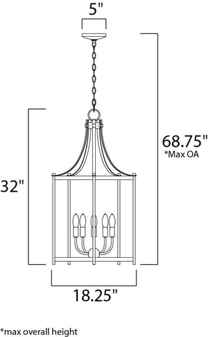 Wellington 18.25' 5 Light Entry Foyer Pendant in Oil Rubbed Bronze Antique Brass