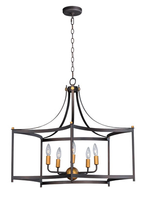 Wellington 30' 5 Light Entry Foyer Pendant in Oil Rubbed Bronze Antique Brass